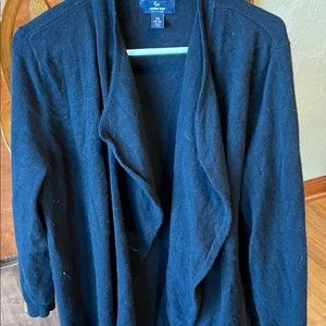 Women’s Lands End 1X cashmere open front cardigan black no pockets